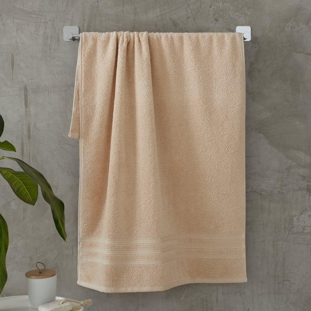Catherine Lansfield Bathroom Zero Twist 500 GSM Soft & Absorbent Cotton Bath Sheet Pair in Natural