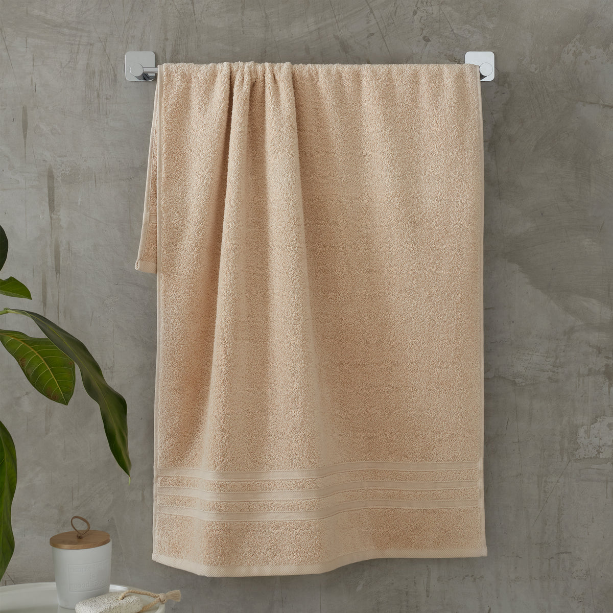 Catherine Lansfield Bathroom Zero Twist 500 GSM Soft & Absorbent Cotton Bath Sheet Pair in Natural