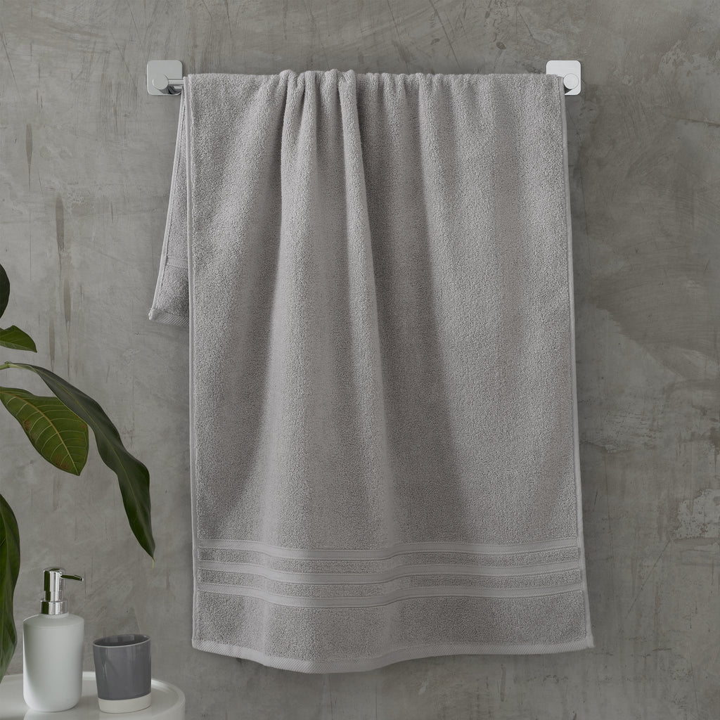 Catherine Lansfield Bathroom Zero Twist 500 GSM Soft & Absorbent Cotton Bath Sheet Pair in Silver