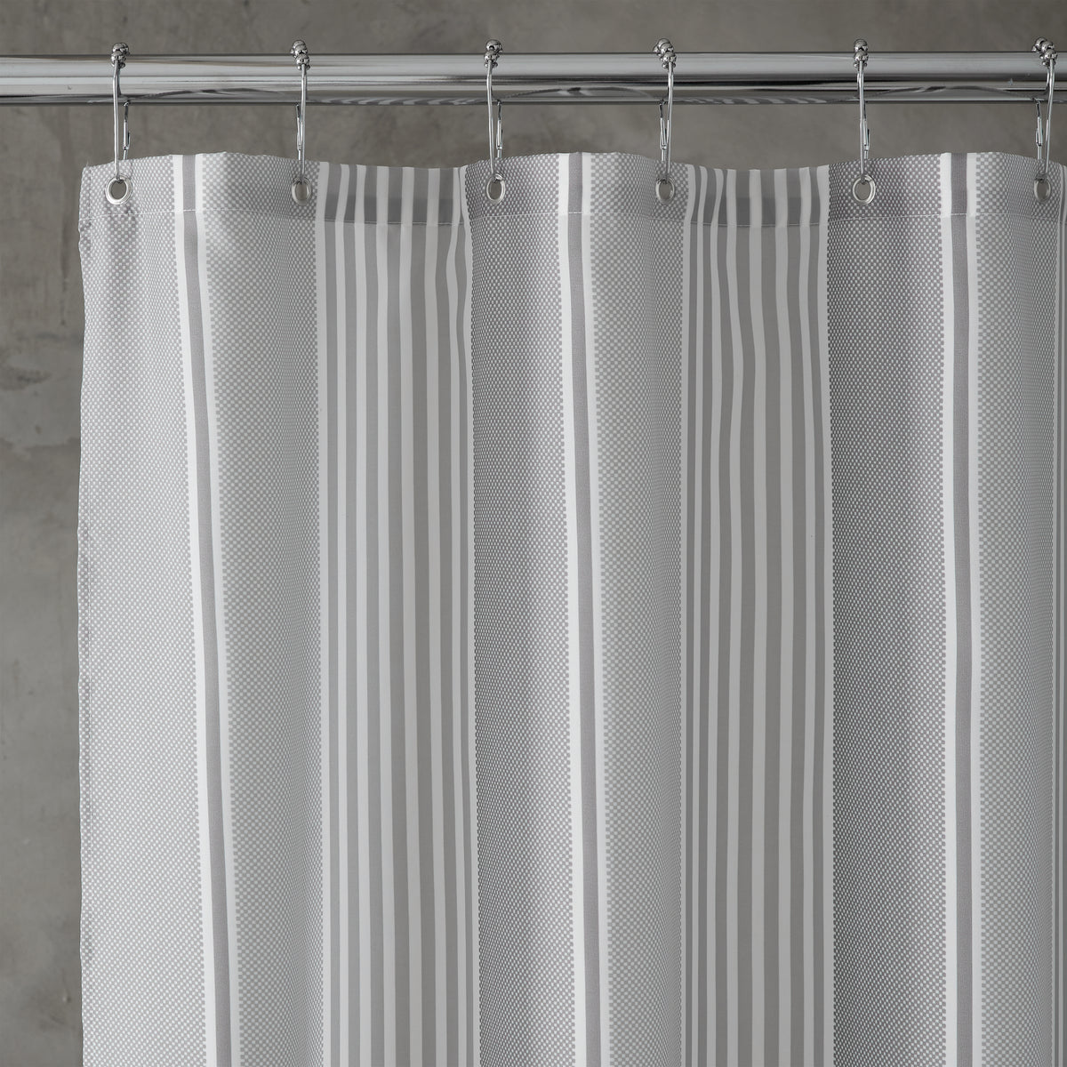 Catherine Lansfield Bathroom Textured Stripe Shower Curtain in Silver Grey 180 x 180cm