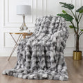 Rapport Nordic Faux Fur Throw Blanket in Silver