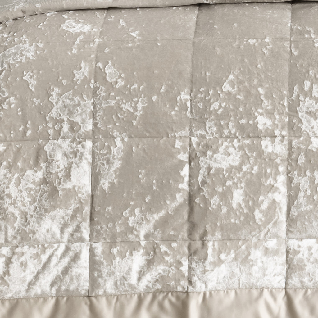 Catherine Lansfield Bedroom Crushed Velvet Quilted 220x220cm Bedspread Natural