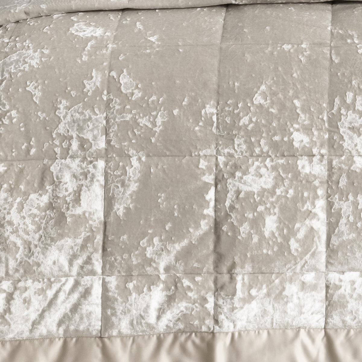 Catherine Lansfield Bedroom Crushed Velvet Quilted 220x220cm Bedspread Natural