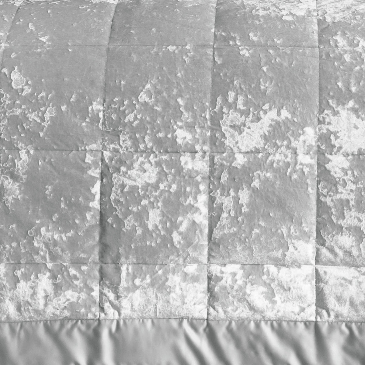 Catherine Lansfield Bedroom Crushed Velvet Quilted 220x220cm Bedspread Silver Grey