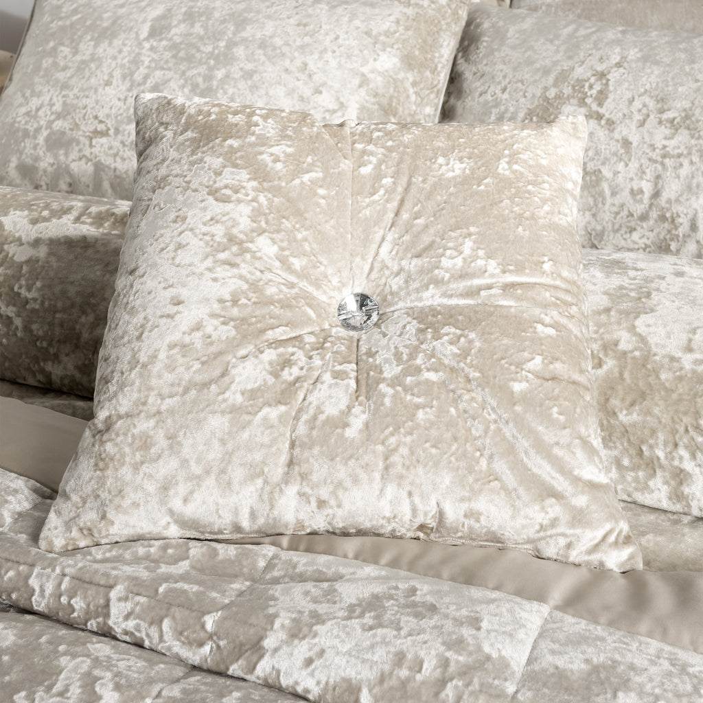 Catherine Lansfield Living Crushed Velvet 45x45cm Cushion Natural