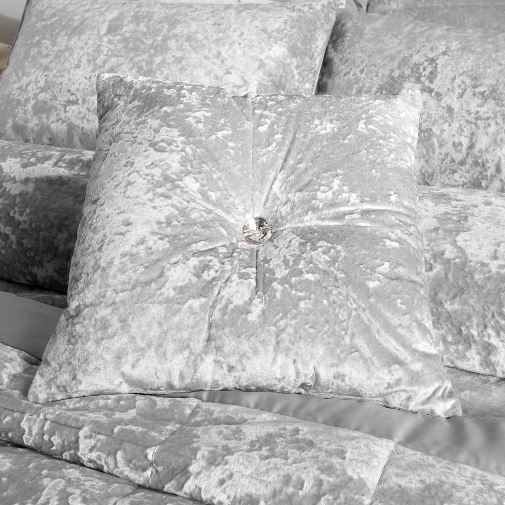 Catherine Lansfield Living Crushed Velvet 45x45cm Cushion Silver Grey