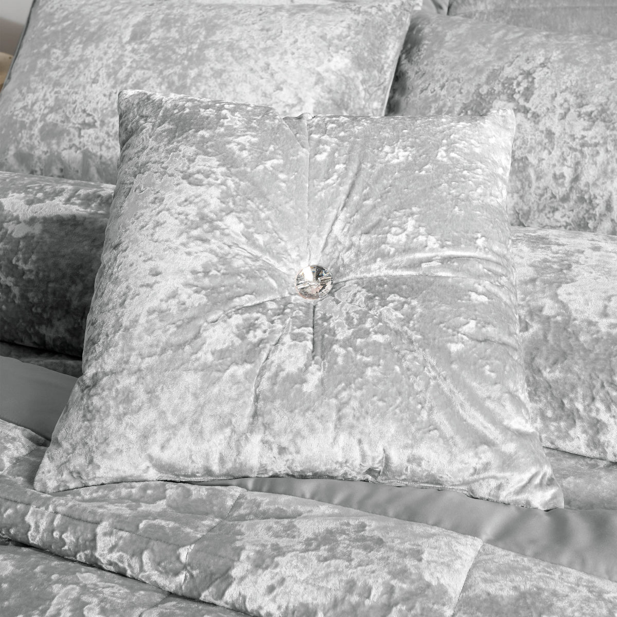 Catherine Lansfield Living Crushed Velvet 45x45cm Cushion Silver Grey