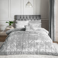 Catherine Lansfield Crushed Velvet Duvet Cover Set Silver Grey