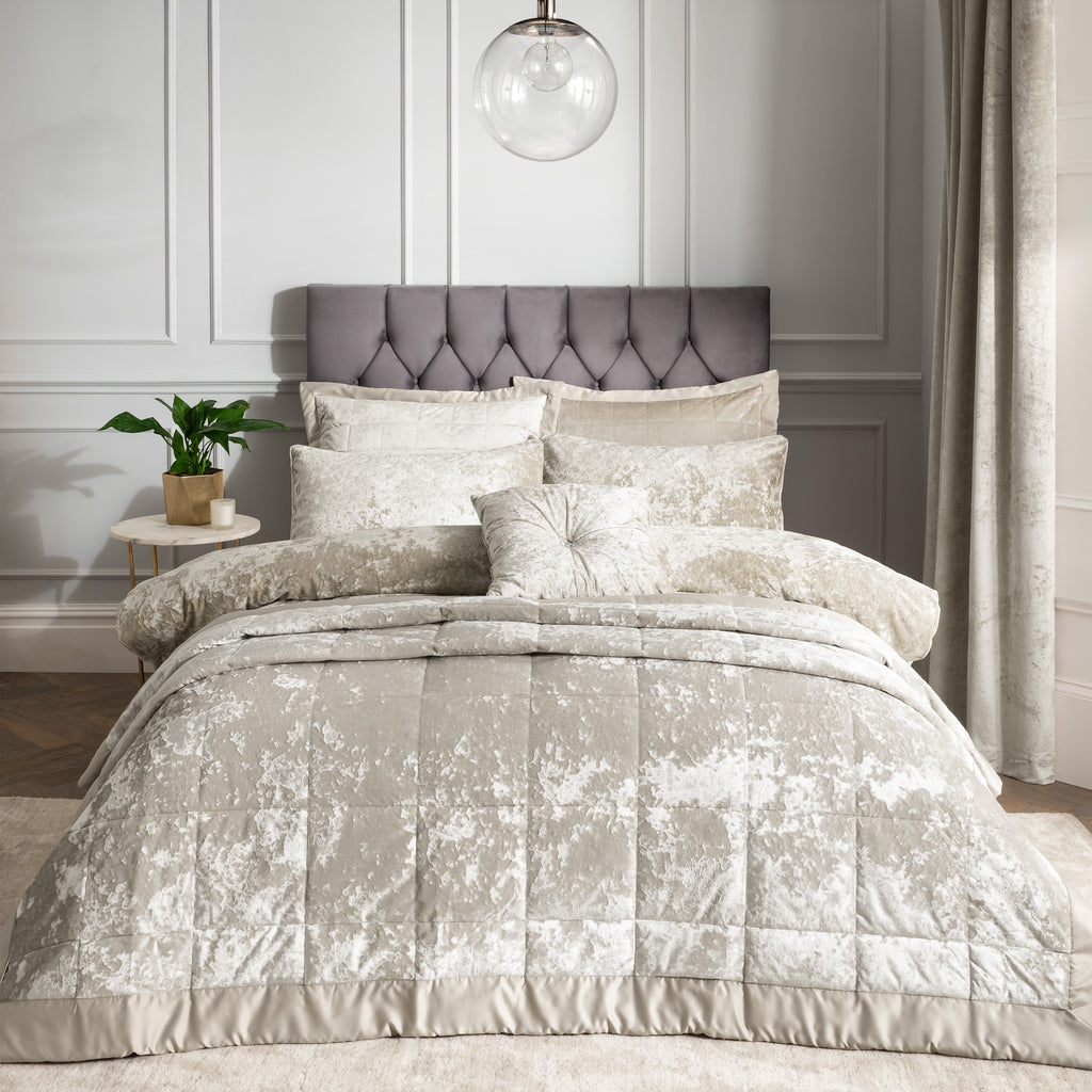 Catherine Lansfield Crushed Velvet Duvet Cover Set Natural