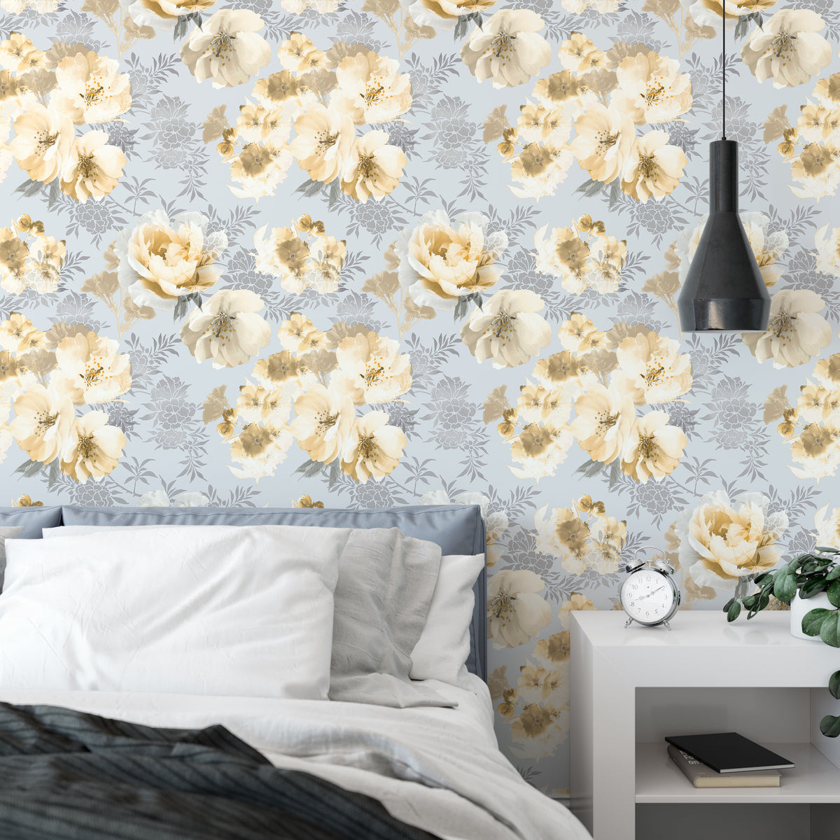 Catherine Lansfield Dramatic Floral Wallpaper in Ochre