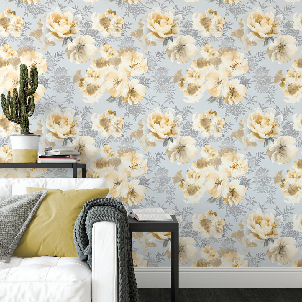Catherine Lansfield Dramatic Floral Wallpaper in Ochre