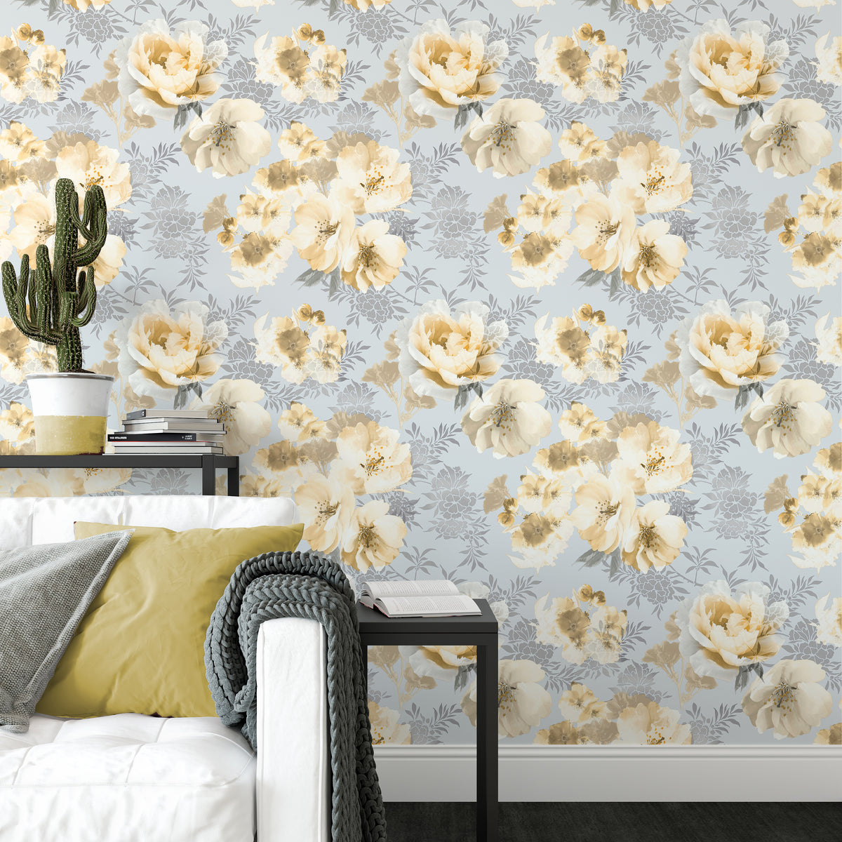 Catherine Lansfield Dramatic Floral Wallpaper in Ochre