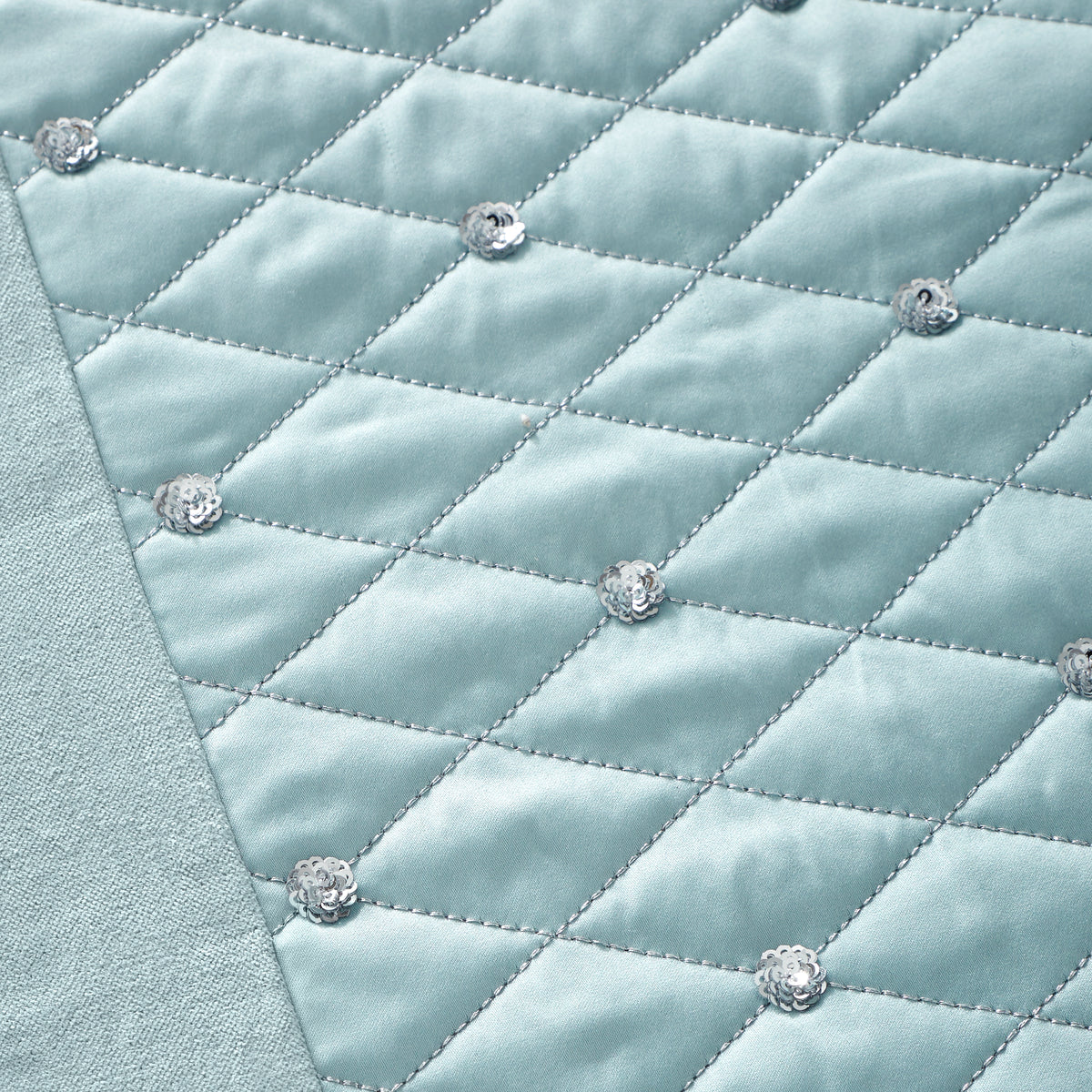 Catherine Lansfield Sequin Cluster Quilted 240x260cm Bedspread Duck Egg Blue