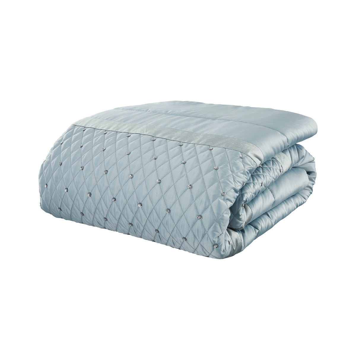 Catherine Lansfield Sequin Cluster Quilted 240x260cm Bedspread Duck Egg Blue