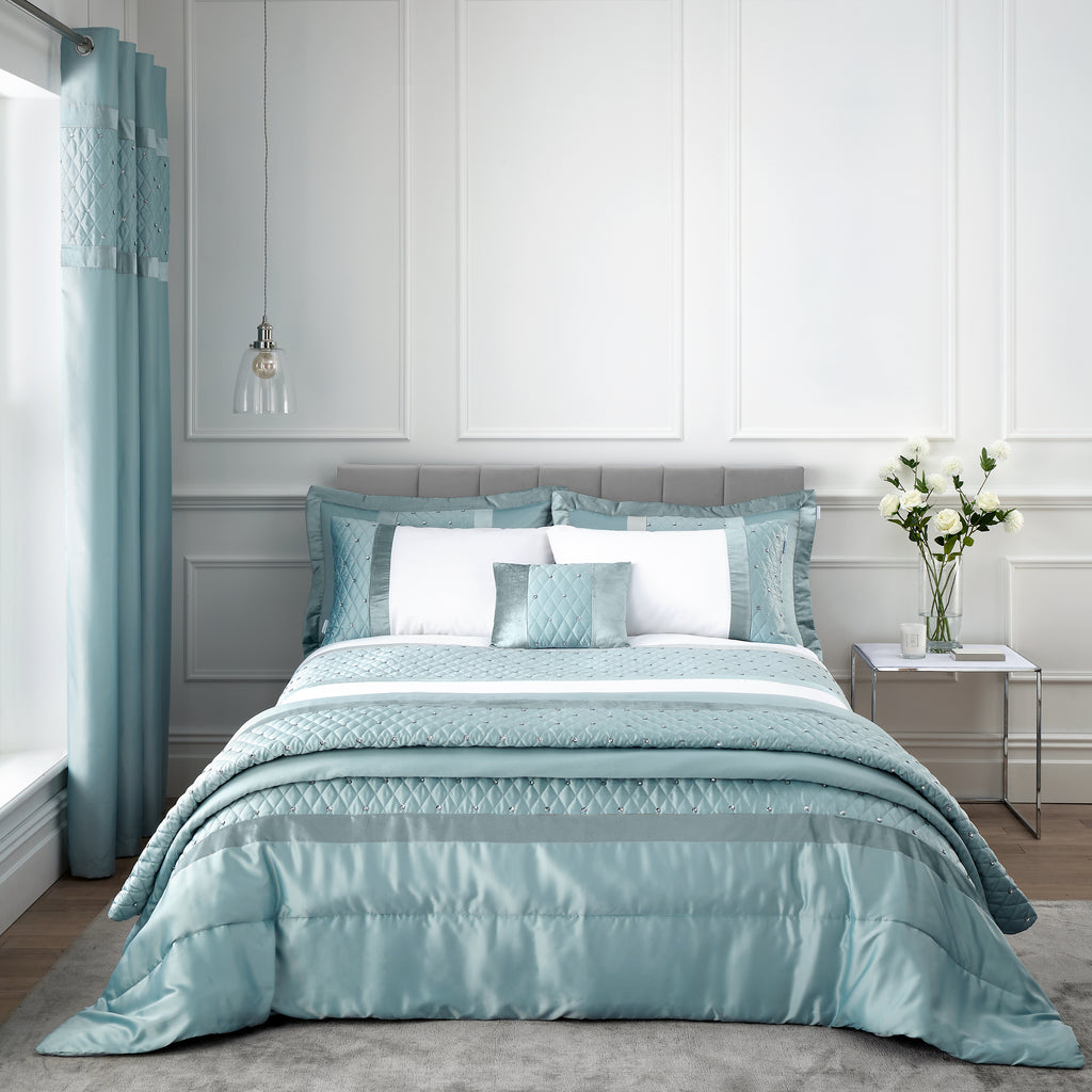 Catherine Lansfield Sequin Cluster Duvet Cover Set Duck Egg Blue