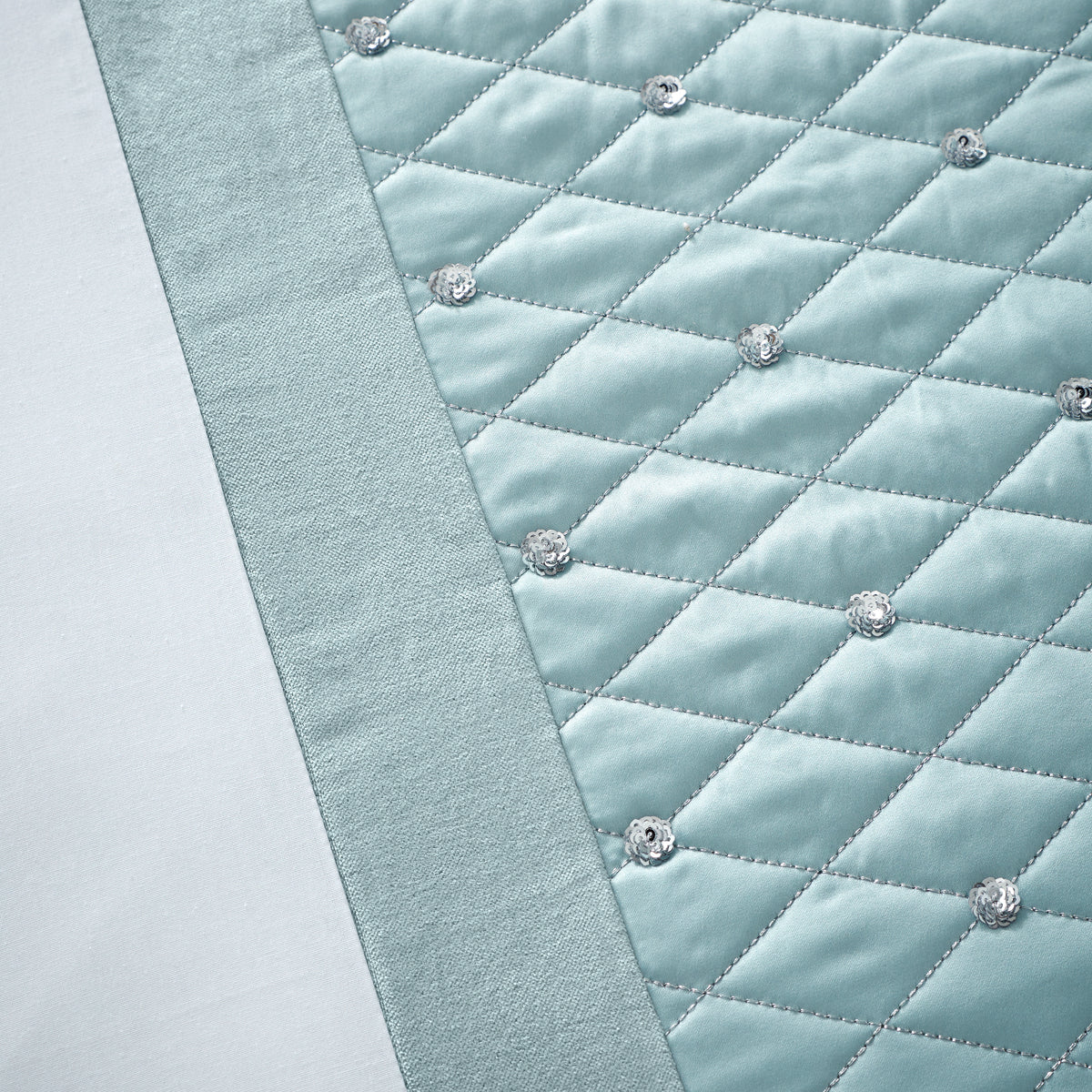 Catherine Lansfield Sequin Cluster Duvet Cover Set Duck Egg Blue