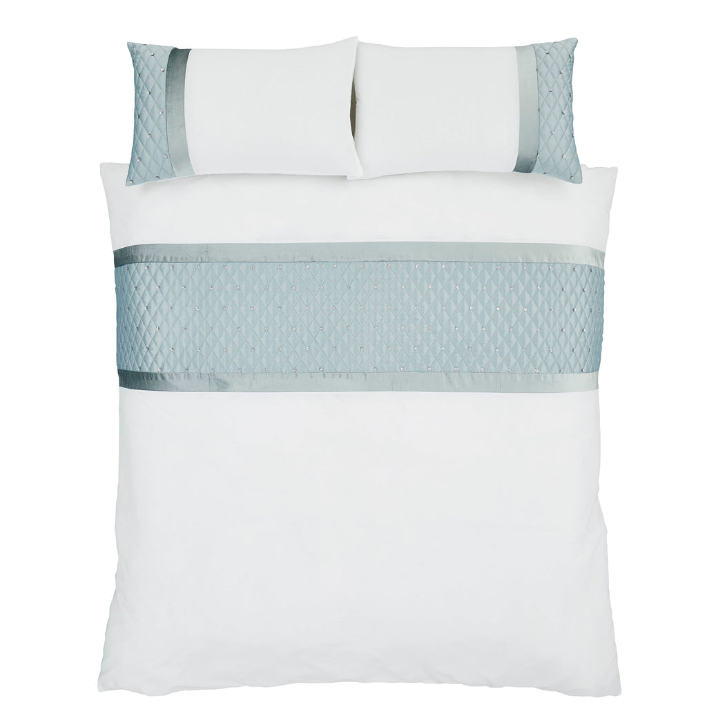 Catherine Lansfield Sequin Cluster Duvet Cover Set Duck Egg Blue