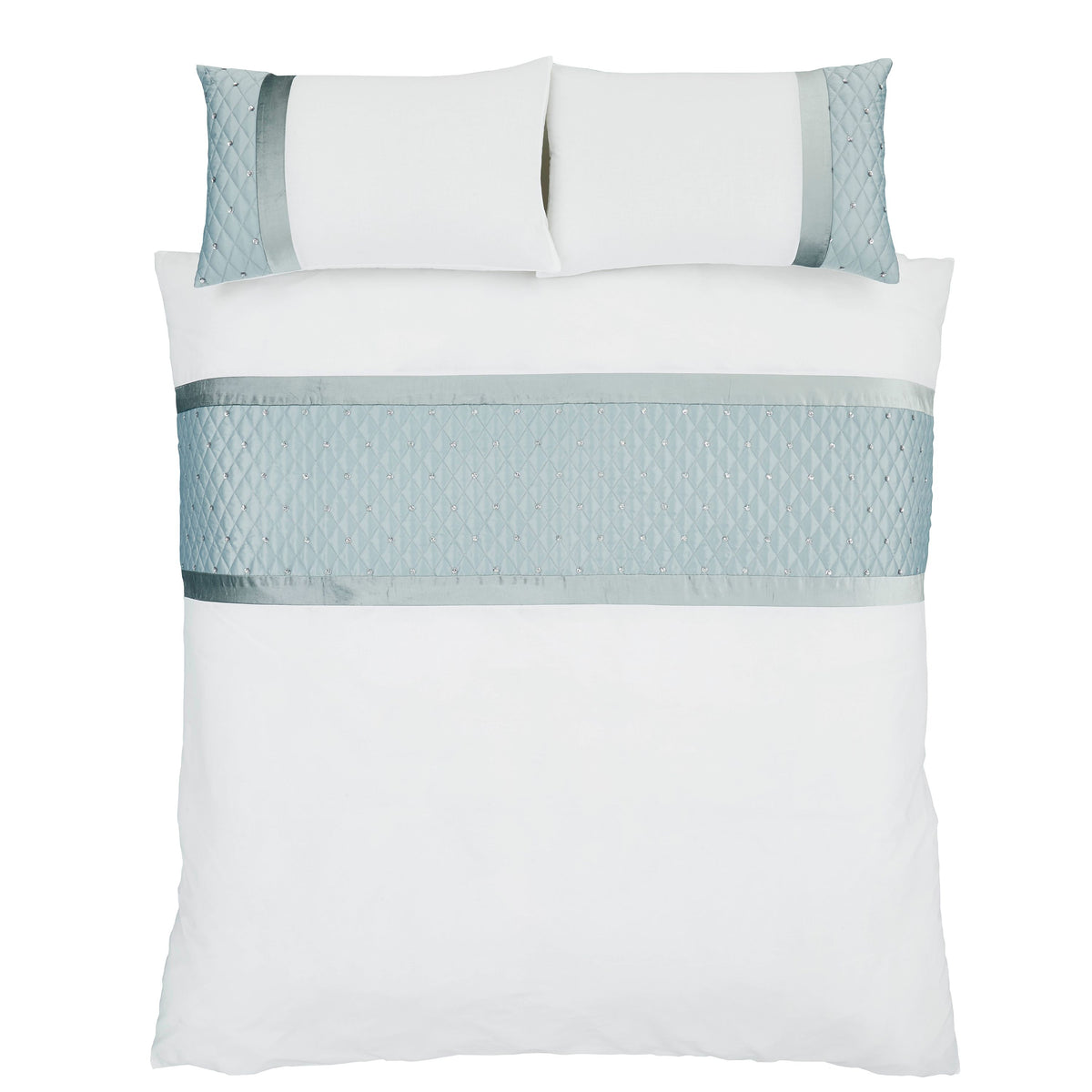 Catherine Lansfield Sequin Cluster Duvet Cover Set Duck Egg Blue