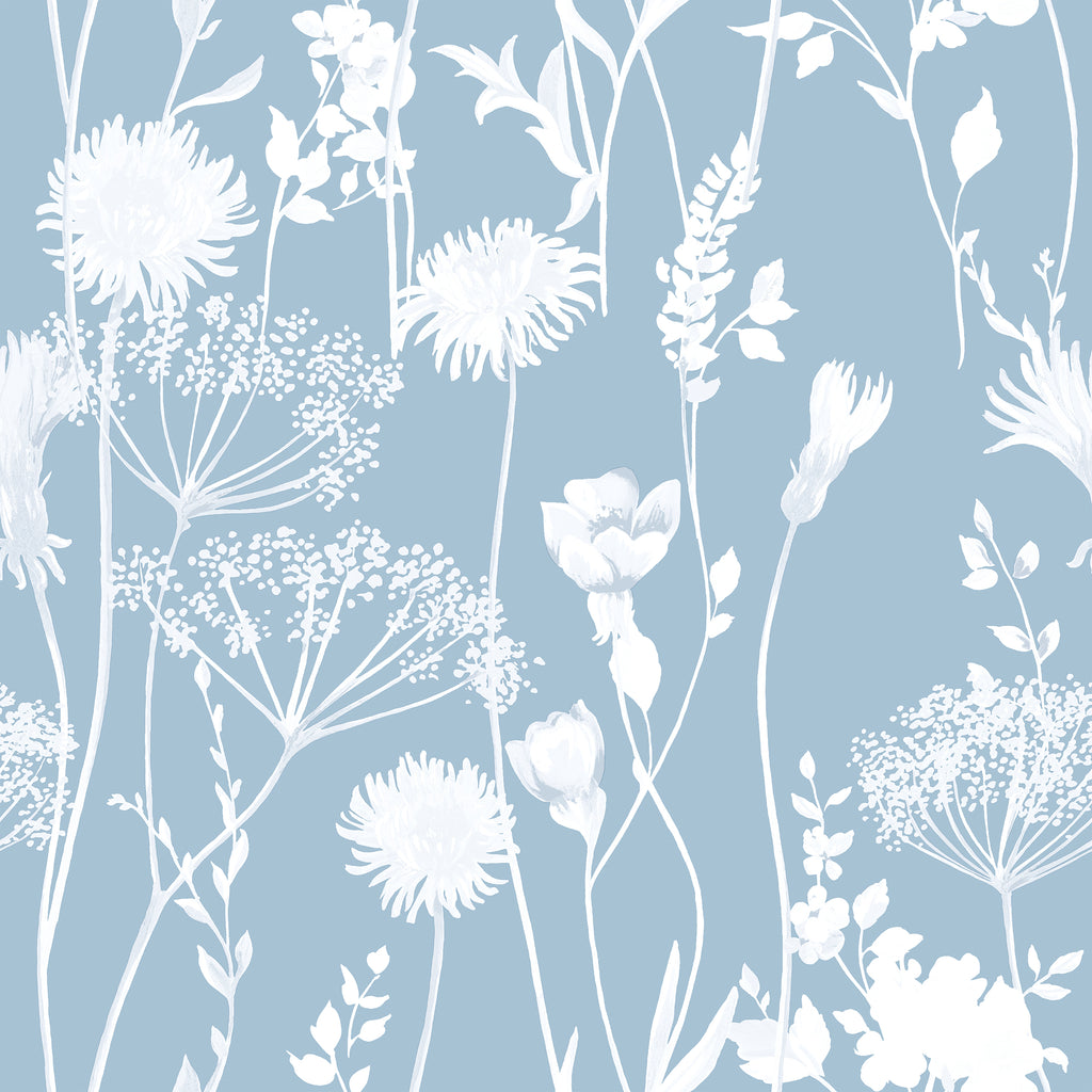 Catherine Lansfield Meadowsweet Floral Wallpaper in Blue