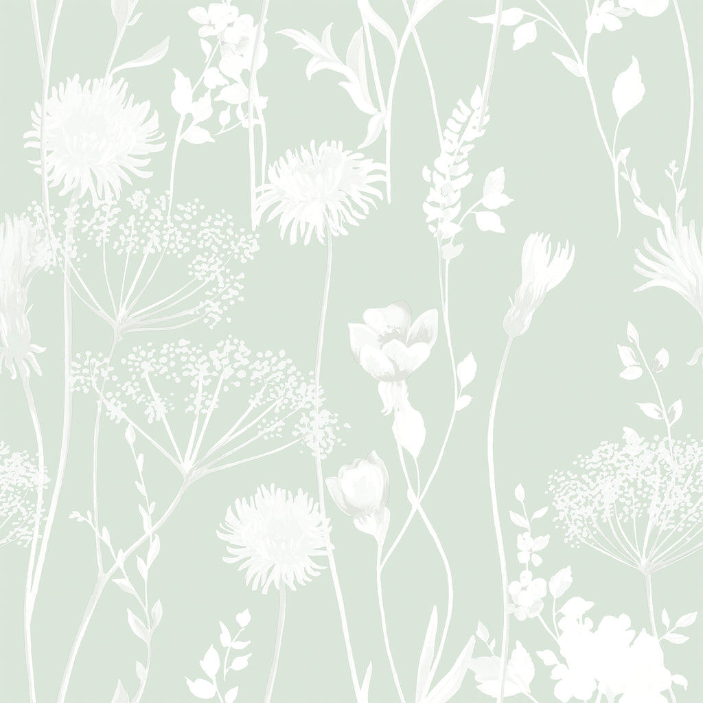 Catherine Lansfield Meadowsweet Floral Wallpaper in Green