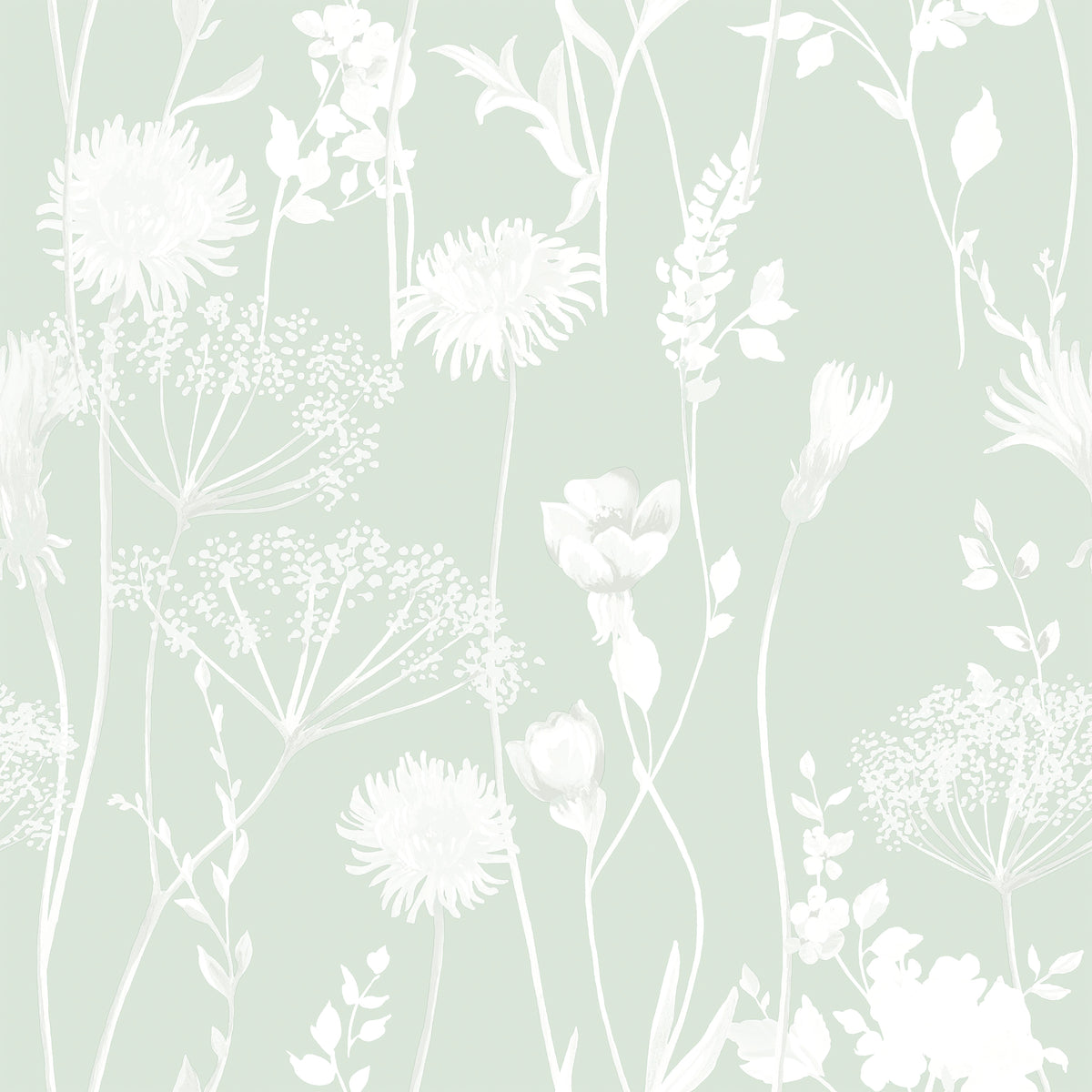 Catherine Lansfield Meadowsweet Floral Wallpaper in Green