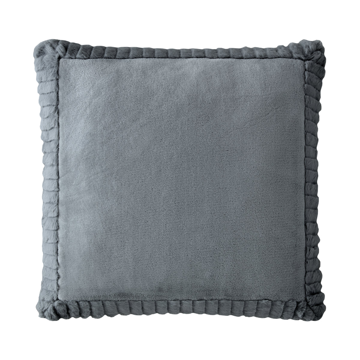 Catherine Lansfield Velvet and Faux Fur Cushion in Charcoal 55 x 55cm