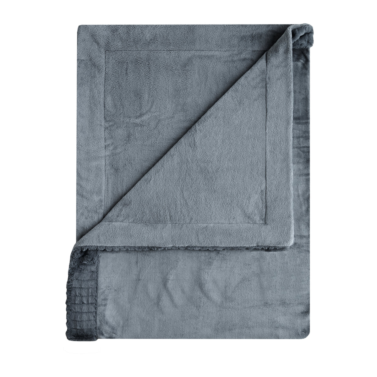 Catherine Lansfield Velvet and Faux Fur Soft Blanket Throw in Charcoal 150 x 200cm