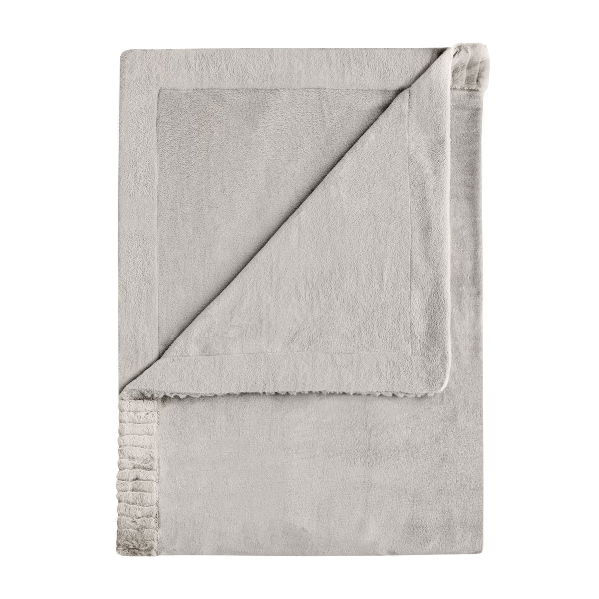 Catherine Lansfield Velvet and Faux Fur Soft Blanket Throw in Natural 150 x 200cm