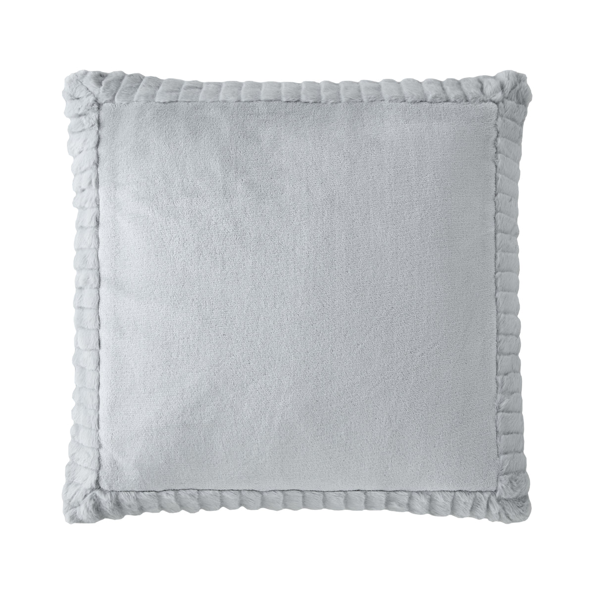 Catherine Lansfield Velvet and Faux Fur Cushion in Silver 55 x 55cm