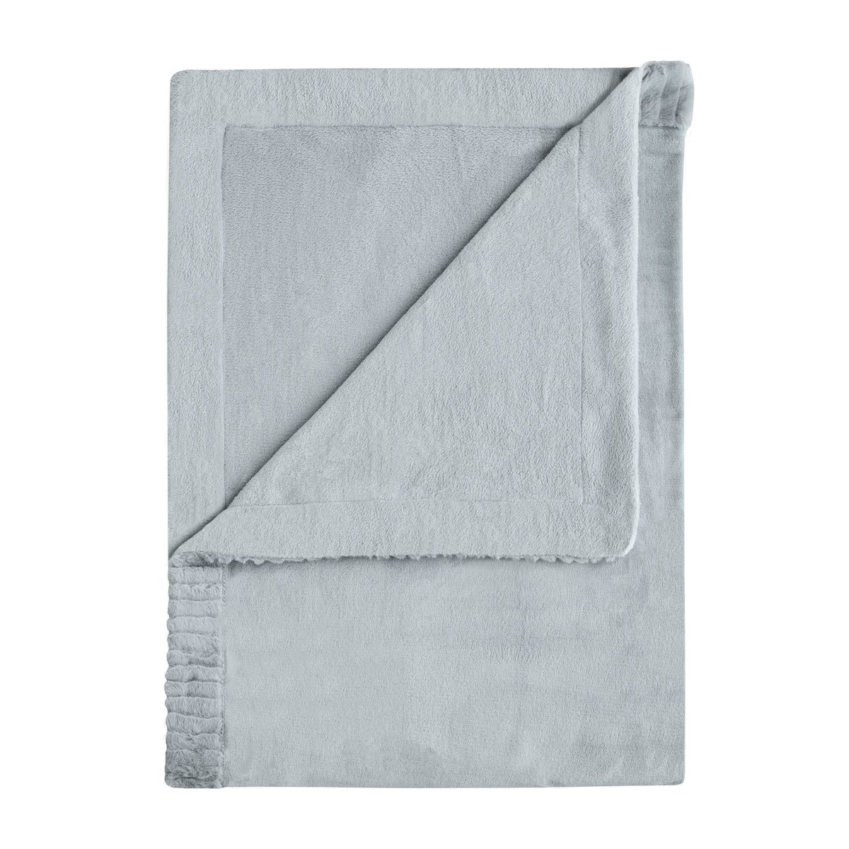 Catherine Lansfield Velvet and Faux Fur Soft Blanket Throw in Silver 150 x 200cm