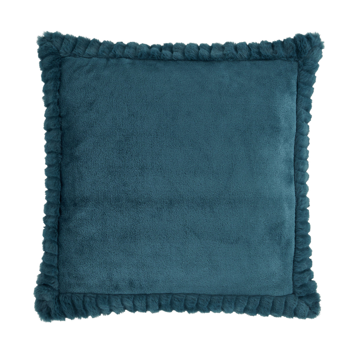 Catherine Lansfield Velvet and Faux Fur Cushion in Teal 55 x 55cm