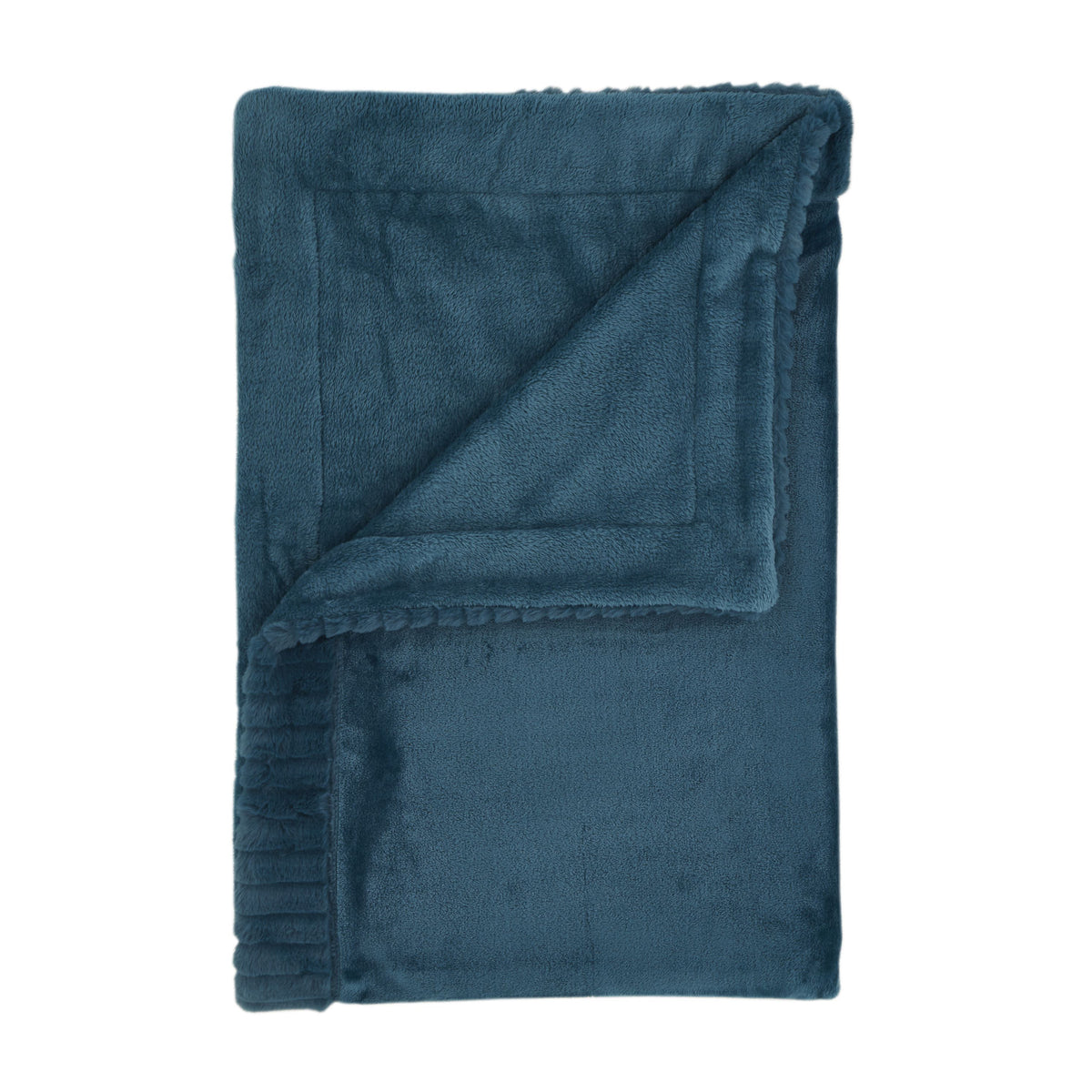 Catherine Lansfield Velvet and Faux Fur Soft Blanket Throw in Teal 150 x 200cm