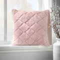 Catherine Lansfield Cosy Diamond Faux Fur Soft Touch 43x43cm Cushion Blush Pink