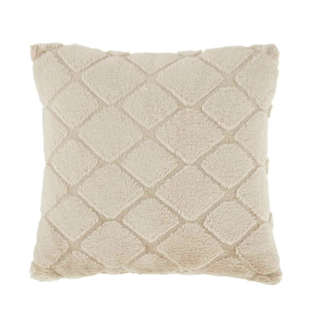 Catherine Lansfield Cosy Diamond Faux Fur Soft Touch 43x43cm Cushion Natural