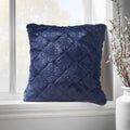 Catherine Lansfield Cosy Diamond Faux Fur Soft Touch 43x43cm Cushion Navy