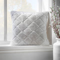 Catherine Lansfield Cosy Diamond Faux Fur Soft Touch 43x43cm Cushion Silver