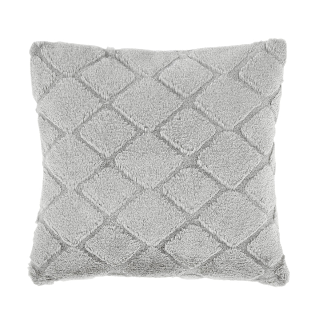 Catherine Lansfield Cosy Diamond Faux Fur Soft Touch 43x43cm Cushion Silver