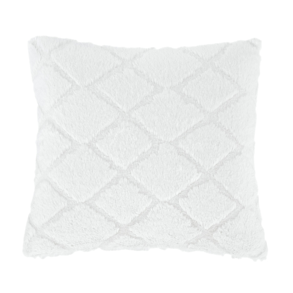 Catherine Lansfield Cosy Diamond Faux Fur Soft Touch 43x43cm Cushion White
