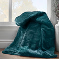 Catherine Lansfield Cosy Diamond Faux Fur Soft 130x170cm Blanket Throw Bottle Green
