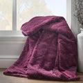 Catherine Lansfield Cosy Diamond Faux Fur Soft 130x170cm Blanket Throw Plum