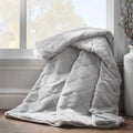 Catherine Lansfield Cosy Diamond Faux Fur Soft 130x170cm Blanket Throw Silver