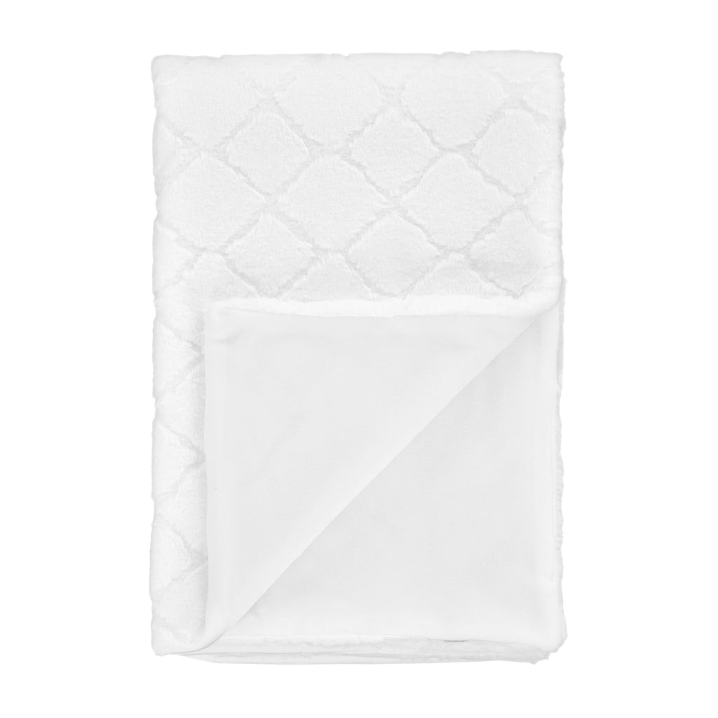 Catherine Lansfield Cosy Diamond Faux Fur Soft 130x170cm Blanket Throw White