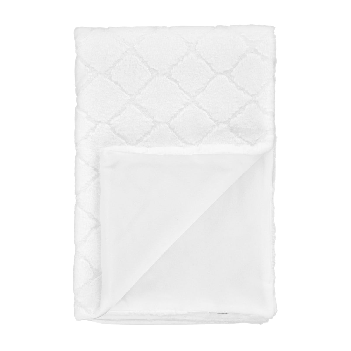 Catherine Lansfield Cosy Diamond Faux Fur Soft 130x170cm Blanket Throw White