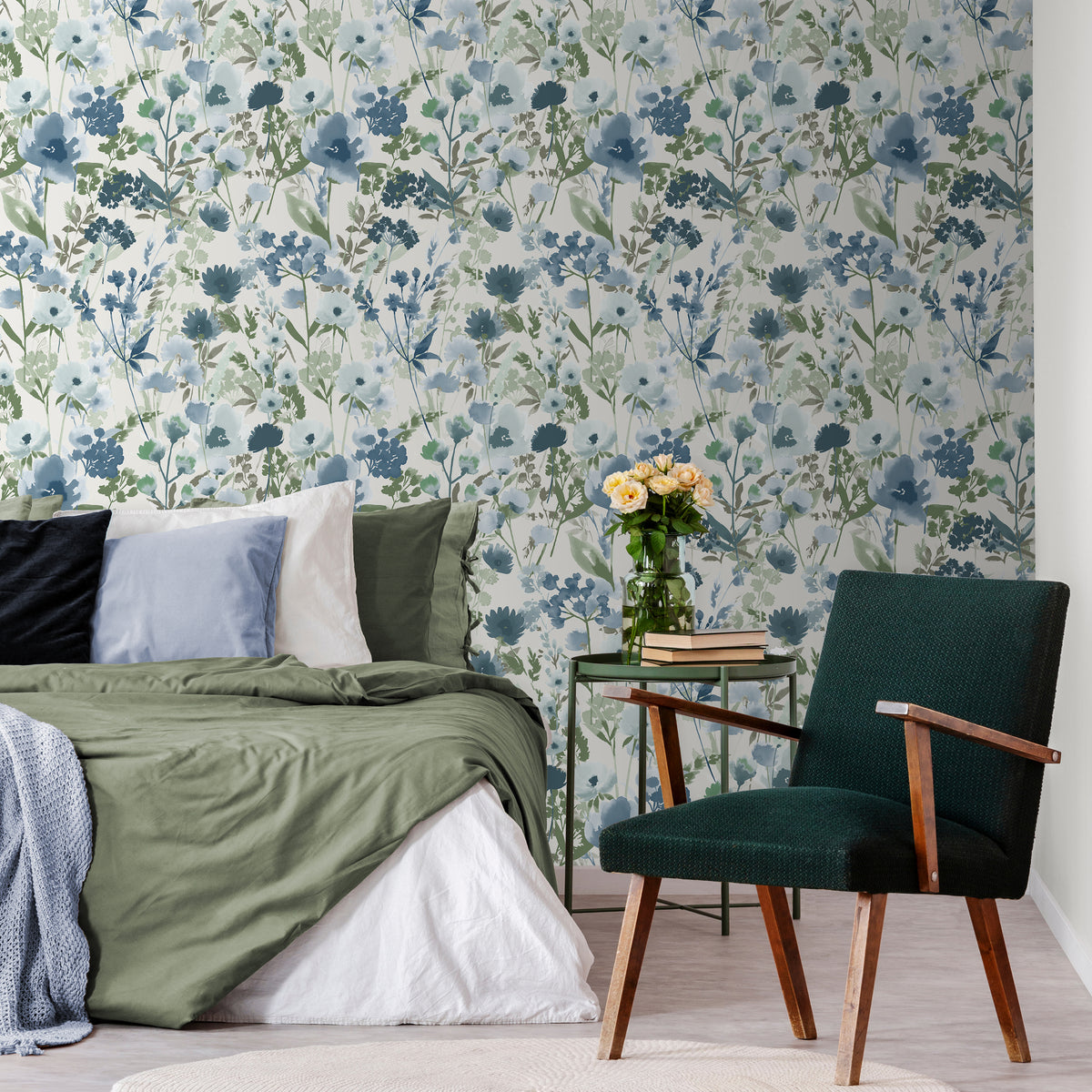 Catherine Lansfield Countryside Floral Wallpaper in Blue