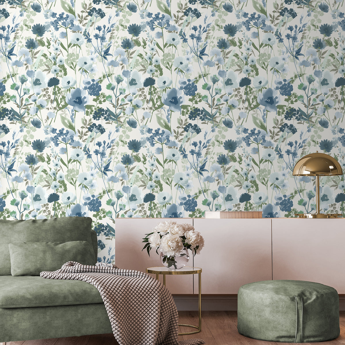 Catherine Lansfield Countryside Floral Wallpaper in Blue