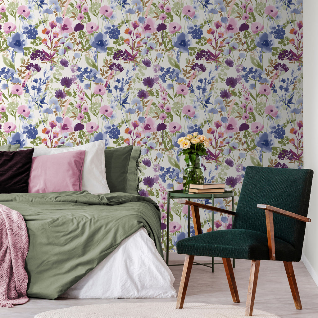 Catherine Lansfield Countryside Floral Wallpaper in Pink / Blue