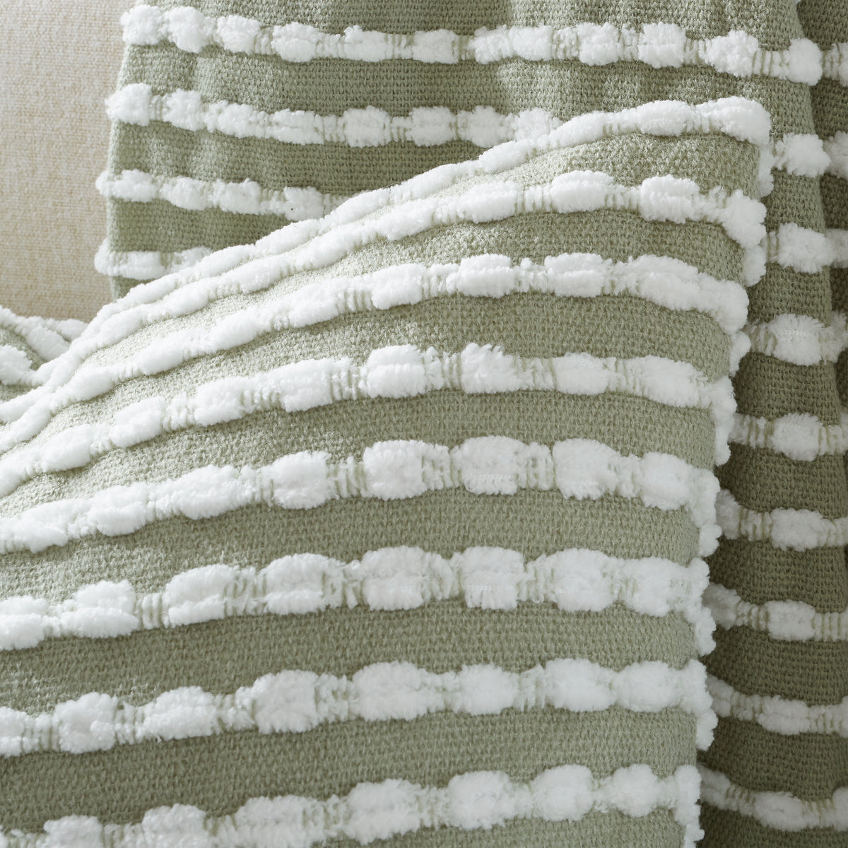 Catherine Lansfield Stab Stitch Filled Cushion in Sage Green