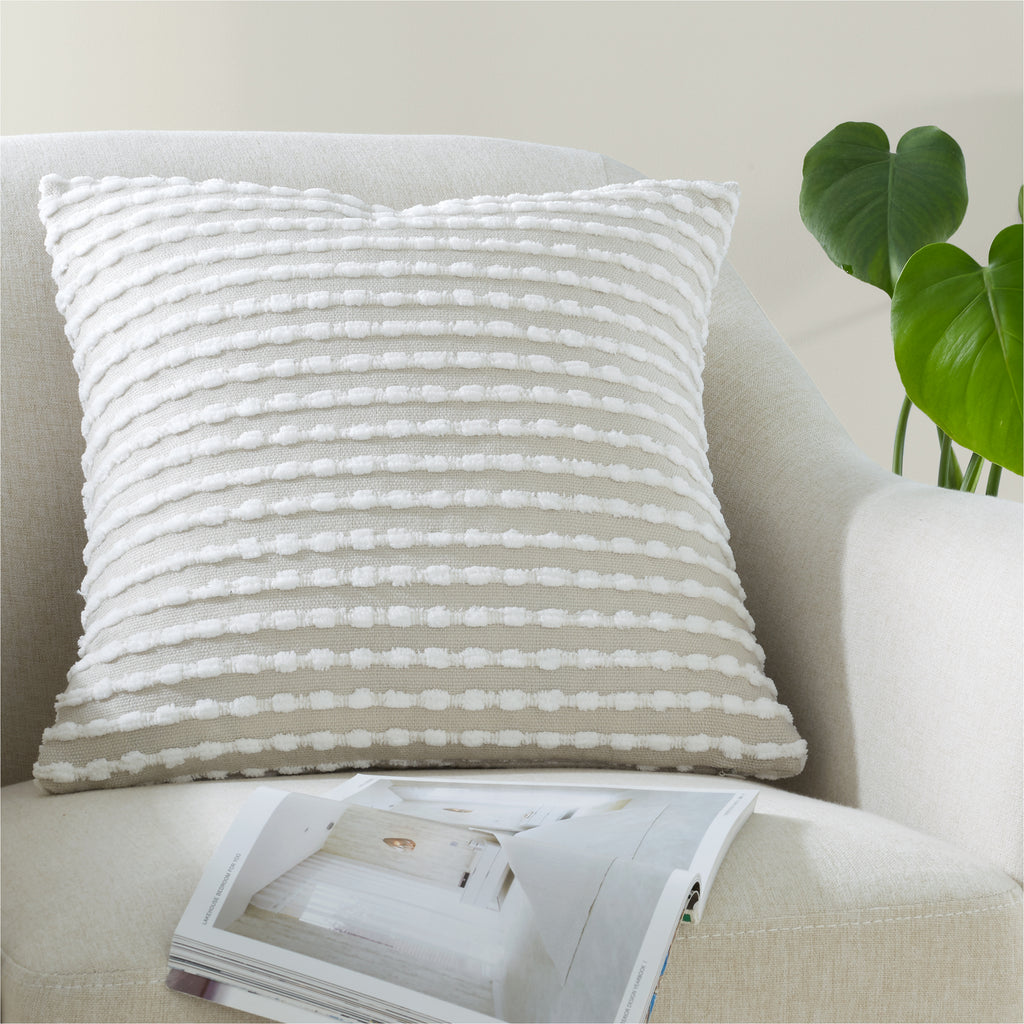 Catherine Lansfield Stab Stitch Filled Cushion in Natural