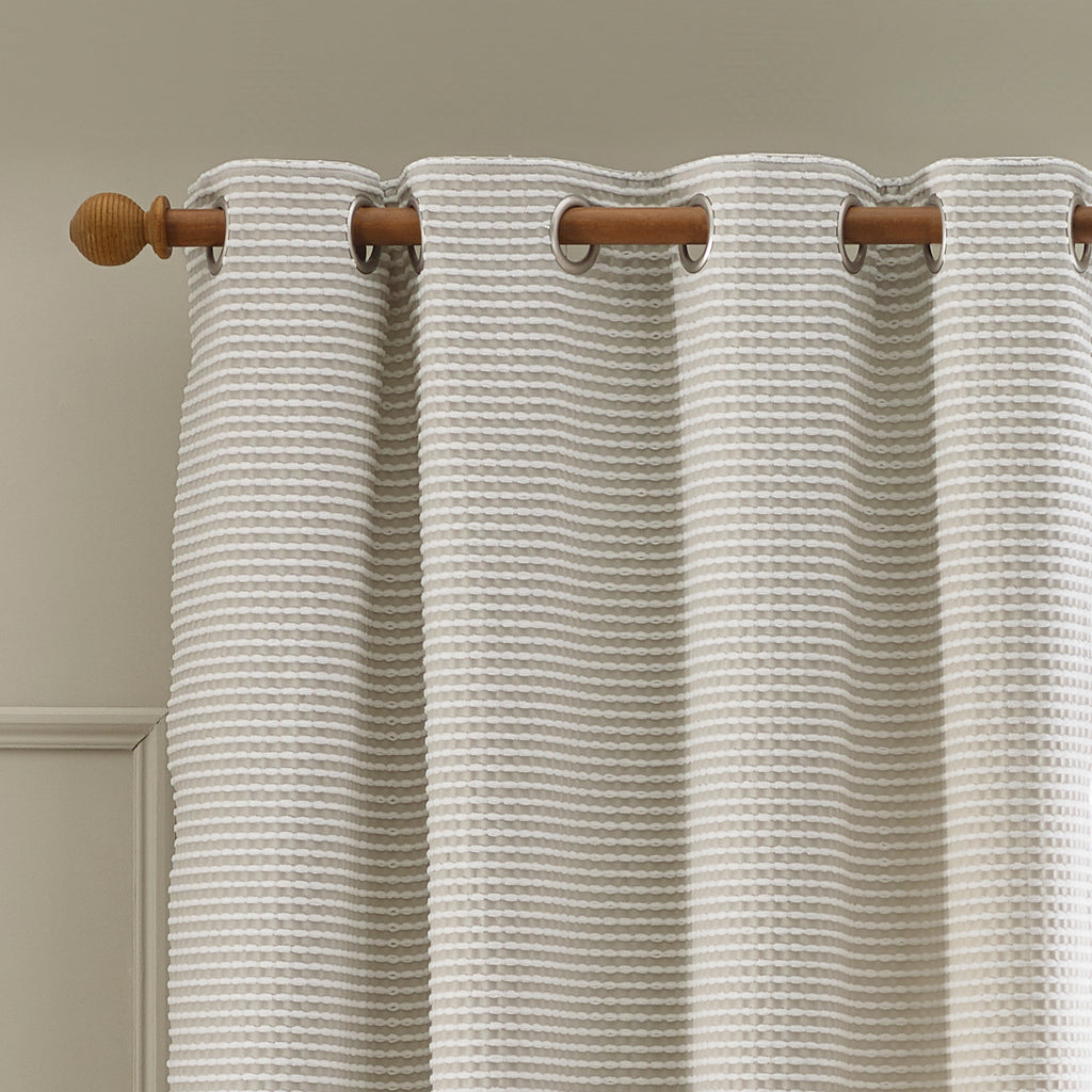 Catherine Lansfield Stab Stitch Lined Eyelet Curtains in Natural