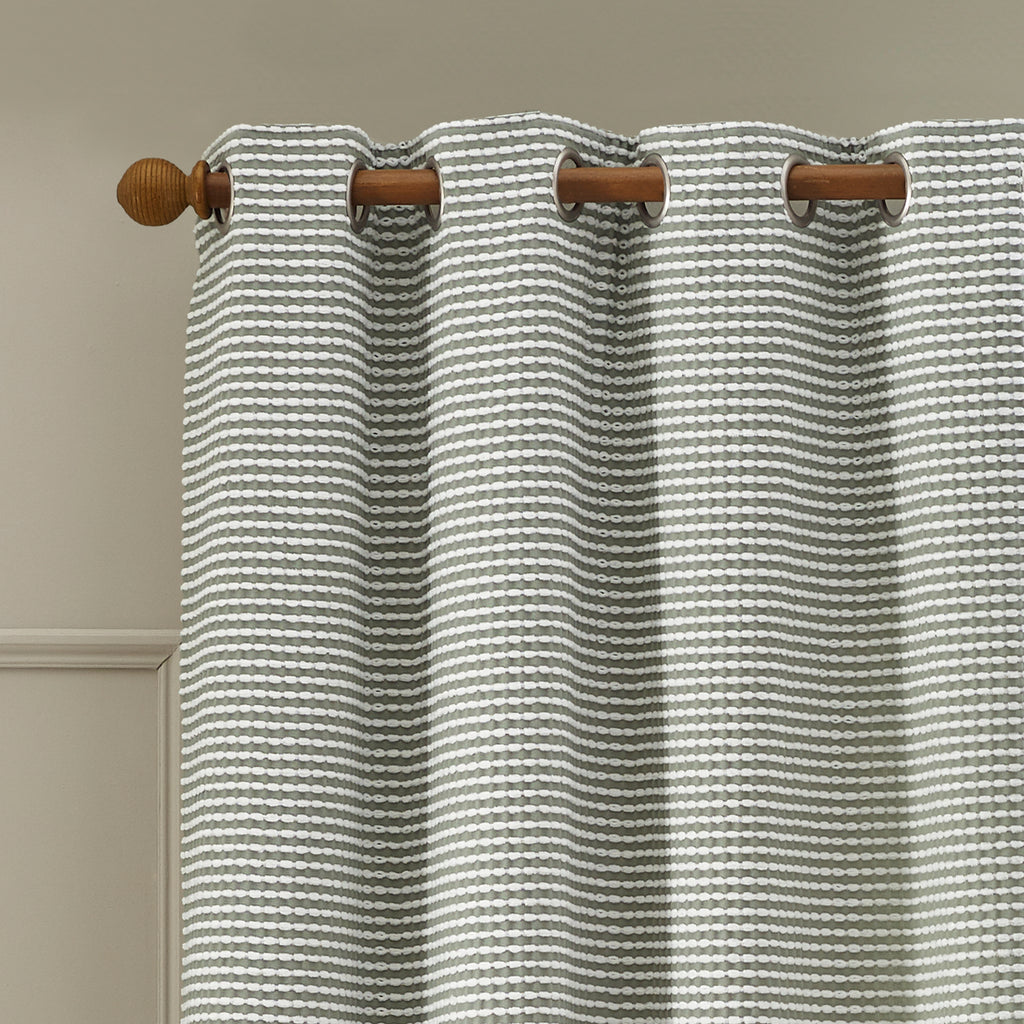 Catherine Lansfield Stab Stitch Lined Eyelet Curtains in Sage